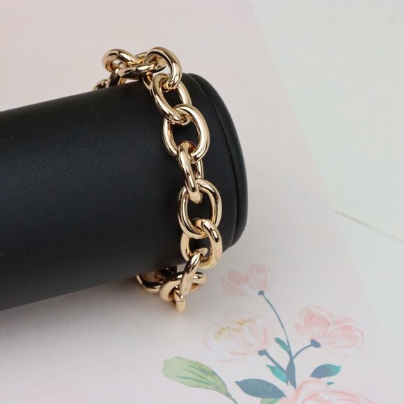 "Bold Oval Link Rose Gold Bracelet in High Quality Gold Plated Brass,XPBL0992 - Picture 8 of 12